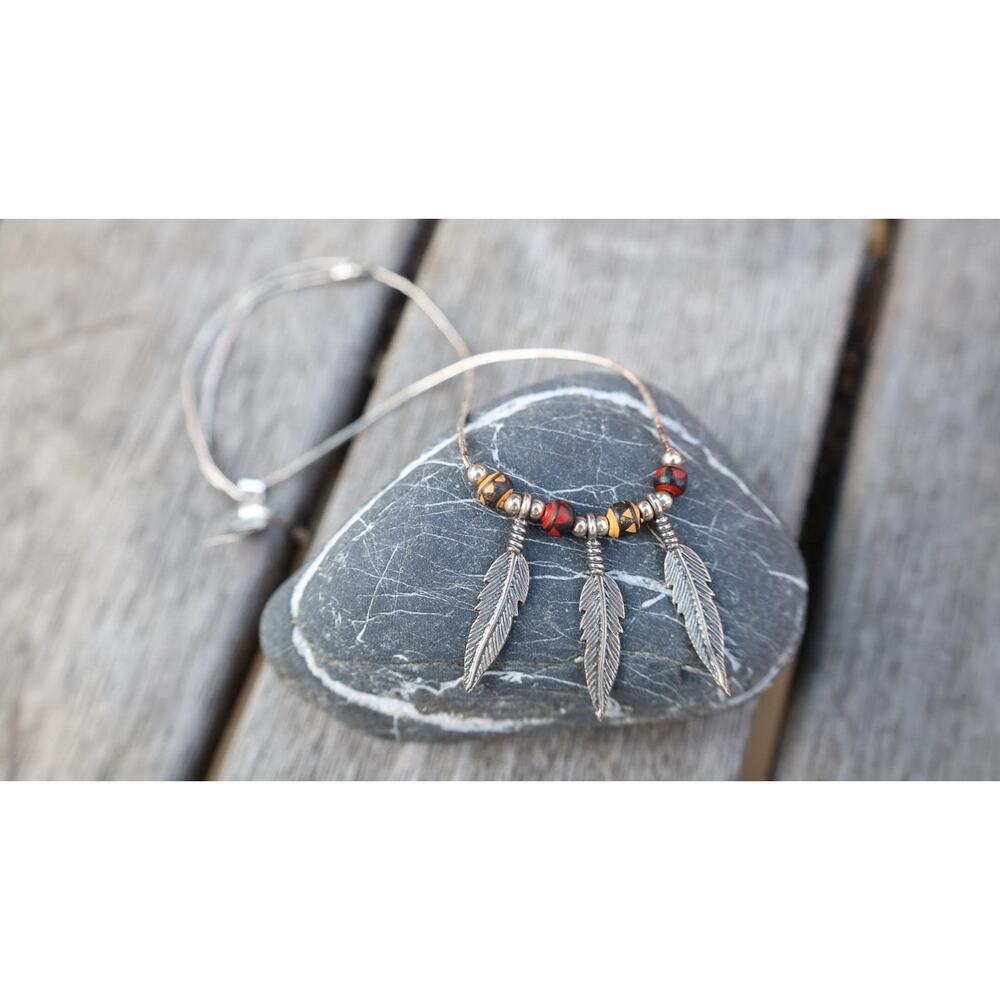 Vintage Sterling Silver Liquid Feather Necklace | Dainty Layering Necklace | 925